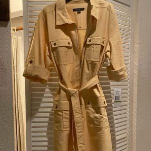 NWT! Pale yellow, form fitting cargo dress NWT!